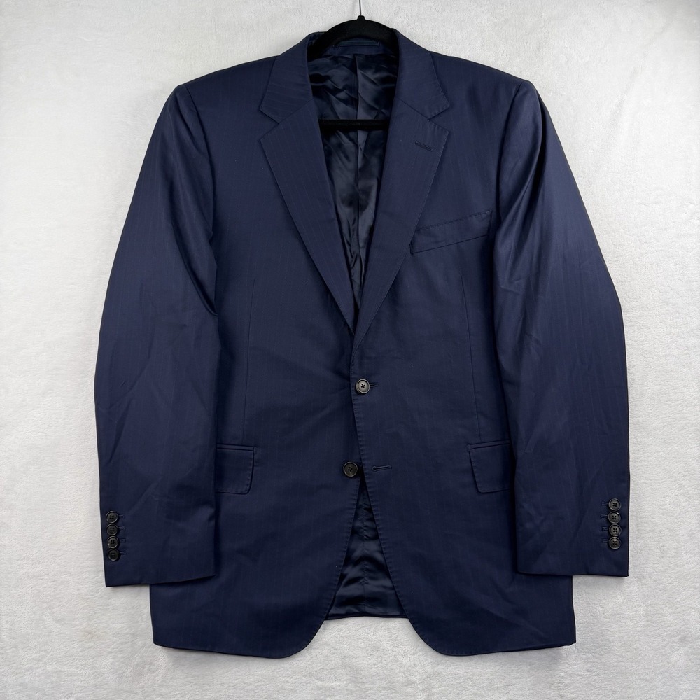 Gieves & Hawkes BESPOKE Blazer Sport Coat Men's 42R Navy Blue Shadow Stripe